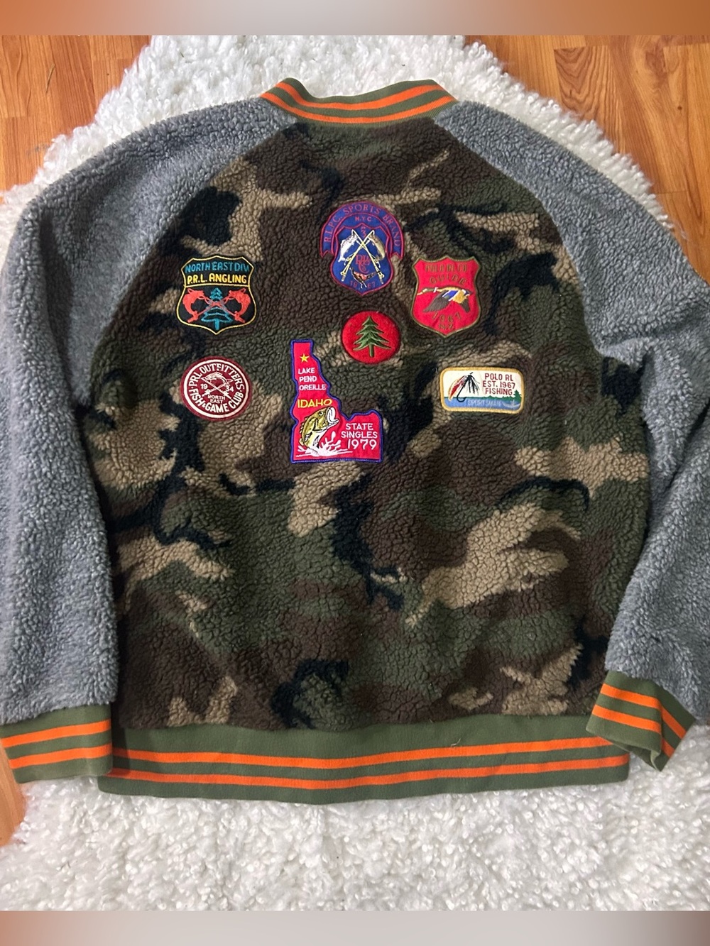 Polo Ralph Lauren patchwork men's jacket size large Sherpa patchwork bomber - Picture 11 of 11